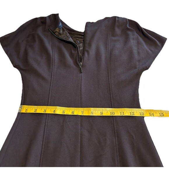 Piazza Sempione Italian Luxury Womens Sheath Dress Brown Stretch Career Timeless - Picture 9 of 11